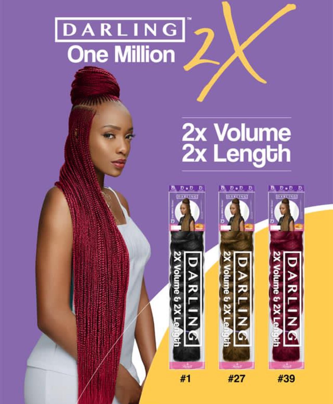 Darling 2X Volume and Length 100% Kanekalon braiding hair for box braids